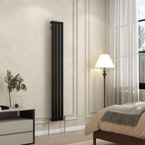 AVER-GROWTH Black Radiator Vertical Oval Column Single Panel Rad 1600x236mm (1/5)