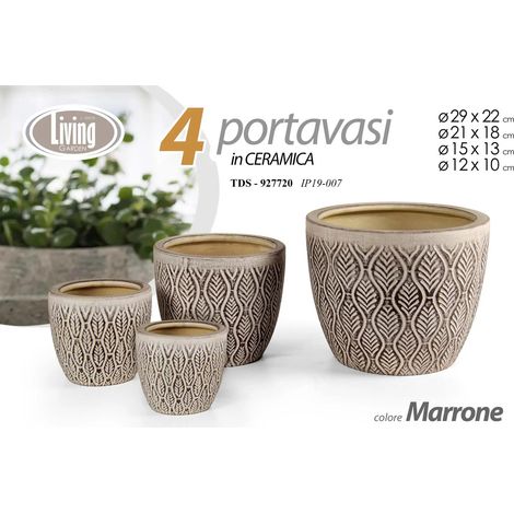 Set de 4 poteries en céramique marron Ø29/21/15/12 cm