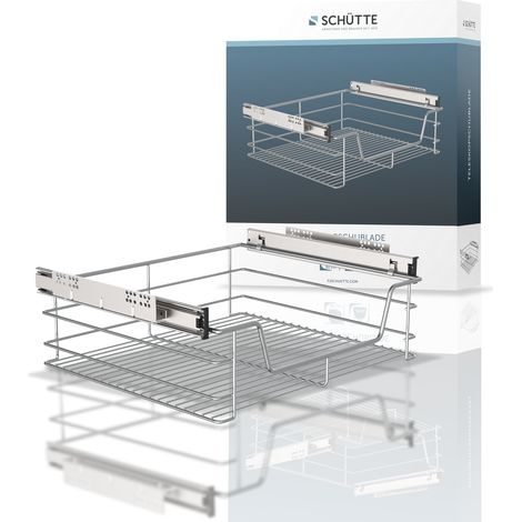 Panier tiroir télescopique chromé pour meuble 50 cm