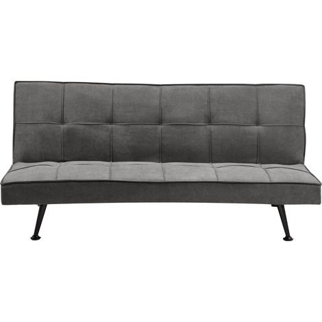 Sofá cama moderno de tela de poliéster sin reposabrazos reclinable convertible de madera maciza gris oscuro Hasle