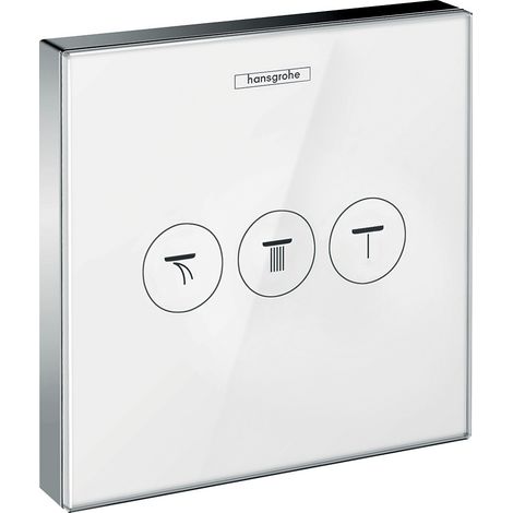 hansgrohe ShowerSelect Glas Ventil Unterputz für 3 Verbraucher Weiß/Chrom, 15736400