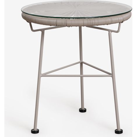SKLUM Runder Garten-Beistelltisch Ø45 cm aus Stahl und Kunstgeflecht Acapulco Moka Braun