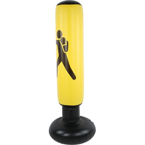 Colonne de boxe gonflable pour adultes, sac de frappe de décompression et de fitness, jaune épais (1/5)