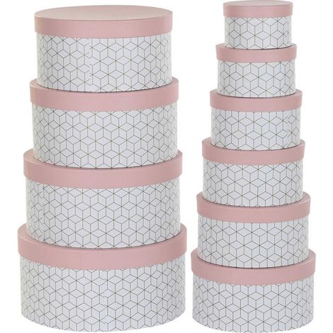 Boîte de rangement rose élégante et pratique - Rose poudré avec motifs géométriques dorés
