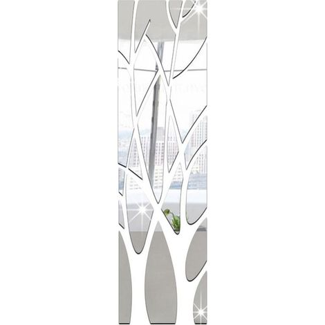 GDHZS- Stickers Muraux Miroirs Tronc d'arbre 3D Miroir Stickers Muraux Miroir Branches Autocollants Adhesif Miroirs Décoration de La Maison pour Couloir, Salon, Miroirs Décoratifs de Chambre, Argent (1/5)