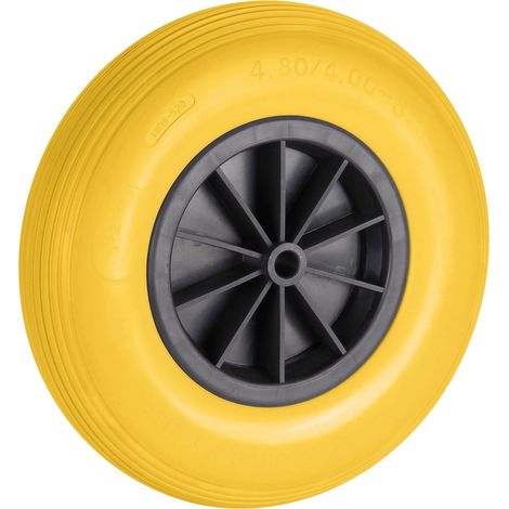 Dörner + Helmer Pannensicheres PU-Rad 400x100x20mm Gl, Nabe 88mm, KS-Felge schwarz, Reifen gelb
