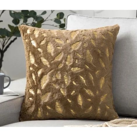 1x housse de coussin estampage ou doux en peluche plume fausse fourrure taies d'oreiller velours moelleux café (1/4)