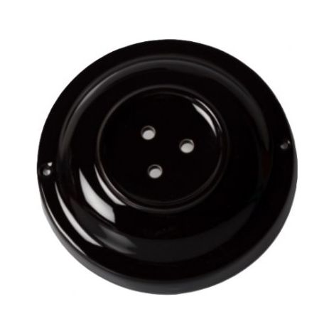 Rosace de Plafond Noire Design avec 3 Passages de Câble - Fabrication Céramique Artisanale (1/2)