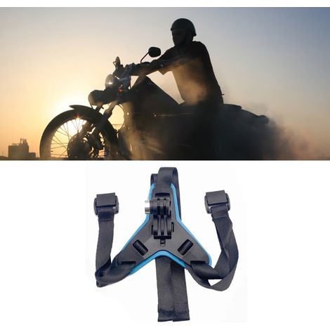 Sangle casque moto bleu amorti chocs résistance élevée cordon fixation casque robuste (1/5)