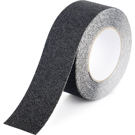 Ruban antidérapant,Bandes antidérapantes avec Ruban adhésif antidérapant pour escaliers, marches, revêtements de Sol, Ruban antidérapant Solide, Autocollant, Noir (5cm x 10m, Noir) (1/5)