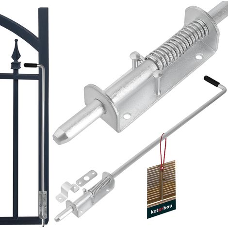 KOTARBAU® Verrou Porte Extérieur - Verrou Portail - Acier Galvanisé - 800 mm - Argent - Loquet à Ressort - Poignée Caoutchouc - Résistant Intempéries - Sécurité Renforcée (1/5)
