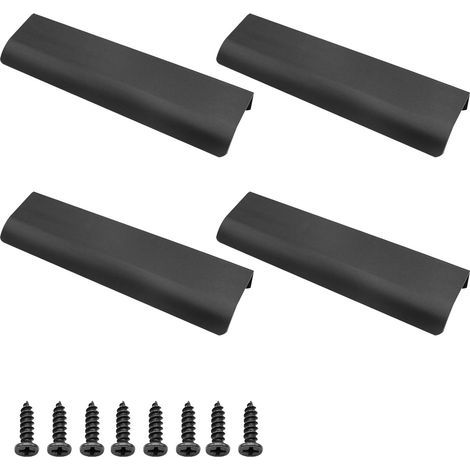 Poignée Dissimulée en Aluminium, Lot de 4 Poignée de Meuble Invisible en Alliage D'aluminium Pour Armoires de Cuisine, Salon (150x40mm) (Noir) (1/5)