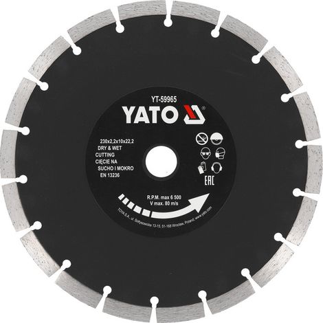 Disque diamant 230mm 10mm tronconner beton pierre materiaux a jante segmentee