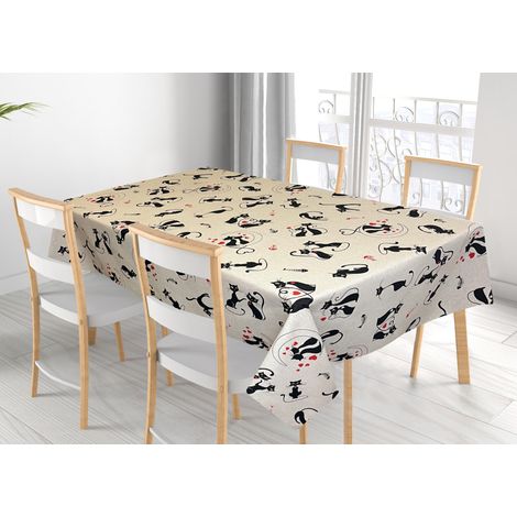 Tovaglia Per Salotto Cucina In Miros Misto Cotone Made In Italy Cat Nero RP, misura140x140coloreCat Nero (1/5)