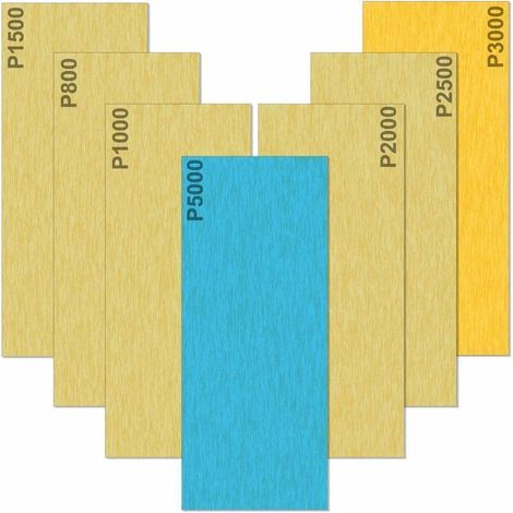Schleifpapier, Körnung 5000, 3000, 2500, 2000, 1500, 1000, 800, Nass- und Trockenschleifpapier, zum Polieren von Metall, Holz und Autos, 35 Blatt, 22,9 x 9,1 cm