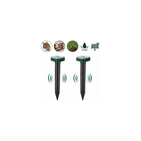 Répulsif solaire ultrasonique anti-campagnols pour la lutte contre les taupes et autres nuisibles, indice de protection IP56, pour le jardin, lot de 2 (1/5)