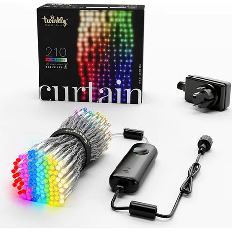 Twinkly Curtain – Guirlande Lumineuse de Rideaux à LED Contrôlée par Application avec 210 LED RVB + W. 1,5 x 2,1 Mètres (1/10)