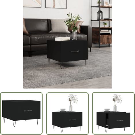 The Living Store Table basse Noir 50x50x40 cm Bois d'ingénierie - Table Basse - Meuble Salon - Table D'appoint - Table Design - Table Noire (1/5)