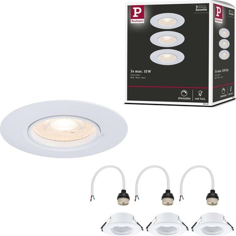 Spots encastrés kit de 3 fixe rond 90 mm GU10 max. 3x10W 230 V Blanc Luminaire encastré - luminaire sans ampoule (1/5)