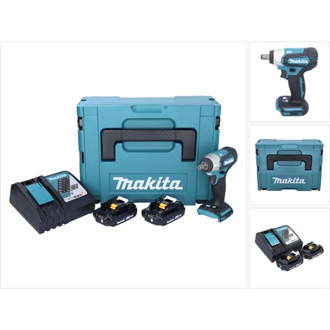 Makita DTW 181 RAJ Akku Schlagschrauber 18 V 210 Nm 1/2" Brushless + 2x Akku 2,0 Ah + Ladegerät + Makpac