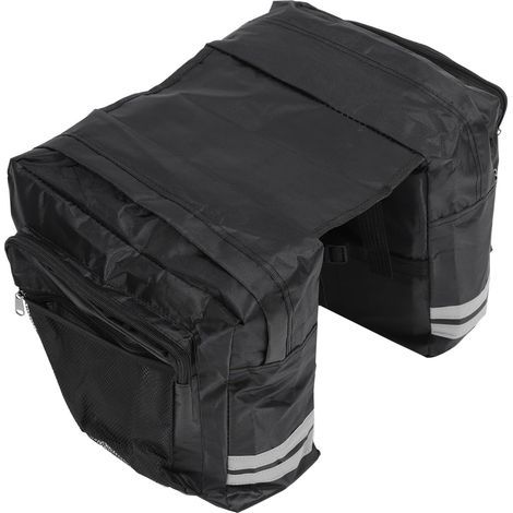 Sacoche Arrière Double pour Vélo de Montagne Résistante en PVC Noir Grosse Capacité Plusieurs Poches Rangement Pratique pour Accessoires et Outils Sacoches de Selle Stable pour