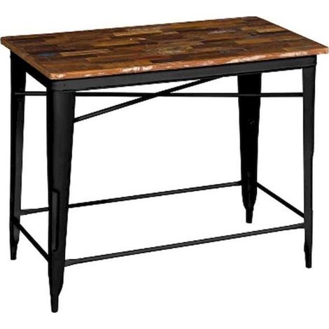 Table haute style industriel bois et métal élégance urbaine - Bois couleur naturelle avec métal noir