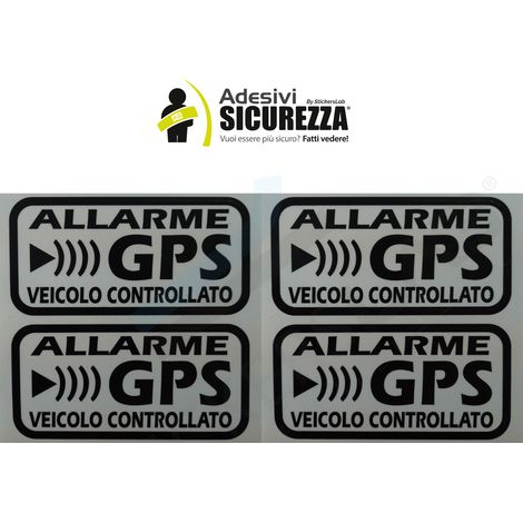 Adesivi allarme GPS antifurto satellitare per auto moto camion caravan - Packaging: 4 Stickers:  13cm x 6,5cm - Colore: Nero (1/5)