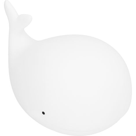 Veilleuse en silicone rechargeable par USB, lampe tactile mignonne en forme de baleine avec 3 modes d'éclairage et minuterie de 3 heures, blanche (1/5)