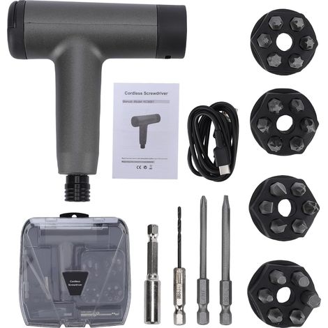 Juego de destornilladores de 3,6 V, puerto de carga USB, 3 niveles de torque, batería de 1500 mAh, luz LED para reparación de muebles y aparatos eléctricos. (1/5)