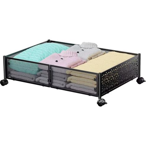 Boîtes de rangement à roulettes sous le lit, boîte à chaussures sous le lit, montage sans outil, boîtes de rangement en métal pour vêtements et chaussures de chambre (1/5)