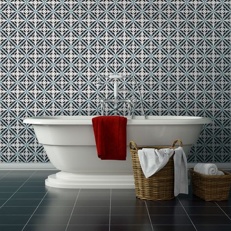 Sticker Mural Carrelage adhésif Cuisine Salle de Bain - 30 STICKERS CARREAUX DE CIMENT AZULEJOS FANETTIA - 30stickers15x15cm (1/5)