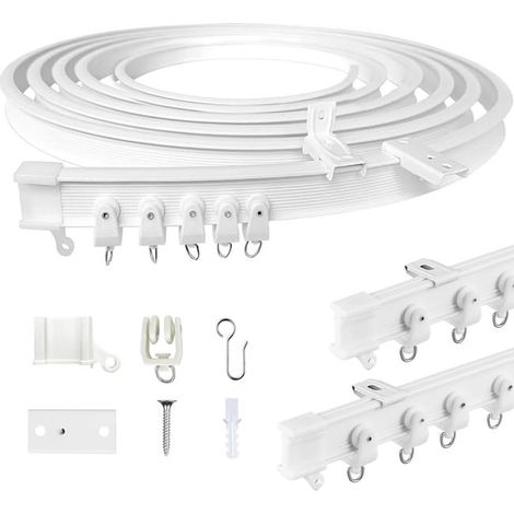 Rail de rideau flexible 3M pour plafond, rail de rideau incurvé avec roulettes silencieuses, idéal pour fenêtre, intimité et décoration intérieure (1/5)