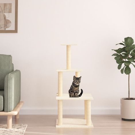 Kratzbaum mit Sisal-Kratzsäulen Creme 111 cm vidaXL (1/5)