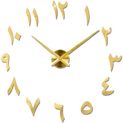 Horloge murale créative acrylique bricolage mural horloge mural horloge miroir sticker mural autocollant mural horloge horloge horloge or (1/4)