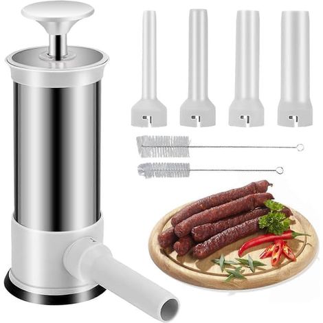 Poussoir à saucisses, machine de cuisine pour saucisses maison avec 4 tubes de remplissage, appareil à saucisses vertical pour un remplissage rapide, 1 kg (1/5)