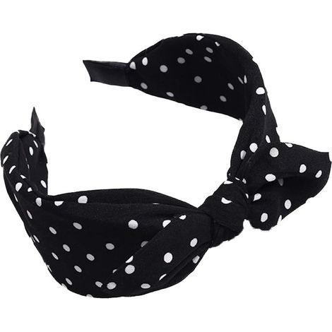 Fascia per capelli da donna in tessuto a pois con fiocco (1/5)