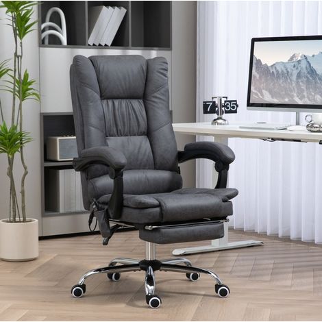 sedia poltrona 64x70 massaggio calore ergonomico grigio OKMYHOME (1/3)