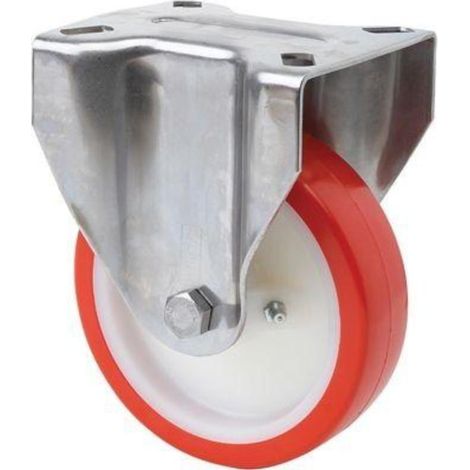 rueda fija  inox.17zvi200-po nylon blanco-poliur.rojo eje liso