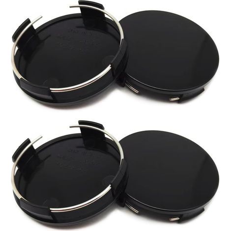 4 Cache-Moyeux 60mm (ID 56mm), ABS, pour Jantes Acier, Compatible Mercedes/VW/Audi, Noir Brillant (1/4)