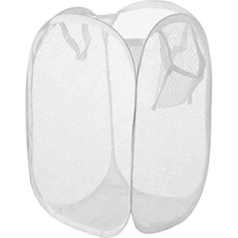 Lot de 2 Panier à Linge Suspendu,Sac A Linge Sale Pliable,Corbeilles à Linge Pliable Maille Filet, Panier Linge,Panier a Linge Pliable Pour Placard Dortoir Chambre Salle De Bain (Blanc)