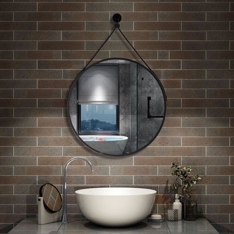 AICA 60 cm miroir de salle de bain avec ceinture noire amovible (1/3)
