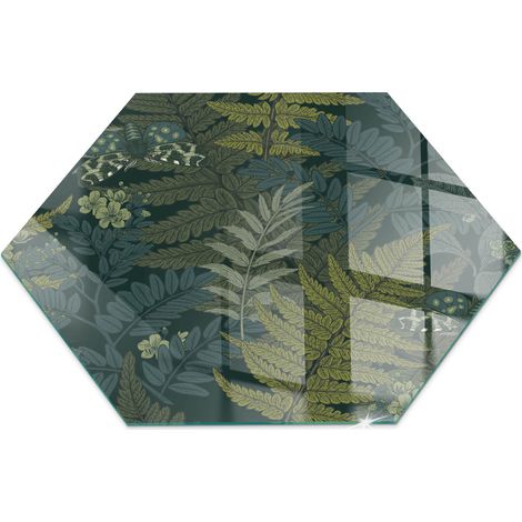 Décorative Plaque en verre trempé pour avec impression pour cheminée de protection pour salon Motifs végétaux avec papillons h40 cm (1/5)