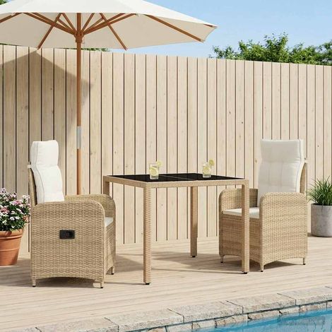 vidaXL Set da pranzo per esterni 3 pcs Beige e Bianco Crema (1/5)