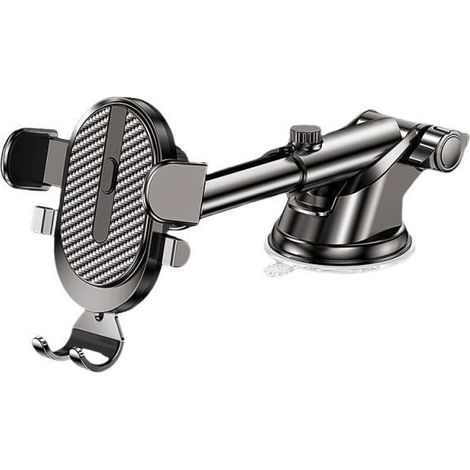 Support Téléphone Voiture - Ventouse Puissante - Rotation 360° - Ajustement Télescopique - Compatible Smartphones 4 à 7 Pouces - Noir (1/5)