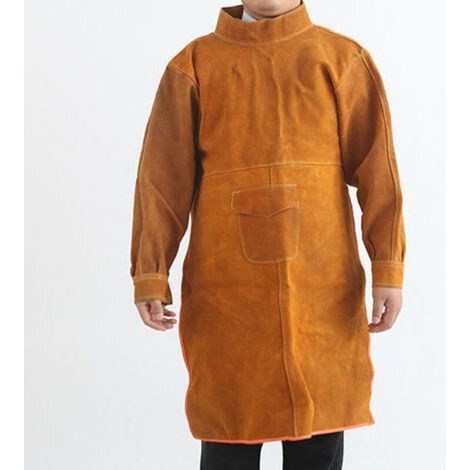 Soudeur Tablier En Peau De Vache Pour Hommes Et Femmes, Avec Manches Et Col, Heavy Duty Ouvrier Atelier Travail Protection Tablier, Spark-preuve Résistant à La Chaleur