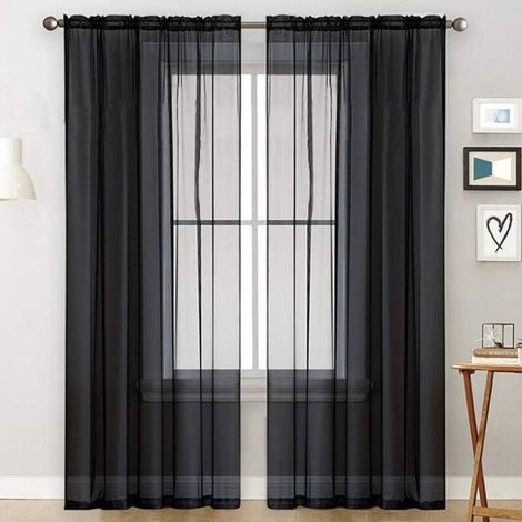 Rideaux Transparents pour Séjour - à Poche pour Tringle - Panneaux de Fenêtre en Voile Semi-Transparent pour Chambre (1/4)
