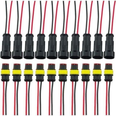 Wasserdichter Stecker, elektrischer Stecker (männlich und weiblich), wasserdichter elektrischer Steckverbinder AWG (2-polig mit Kabel × 10 Sets)