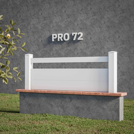 Kit Clôture PRO PVC Blanc H. 72 cm x L. 5.70 m - 1 Lisse + 2 Soubassements (1/4)