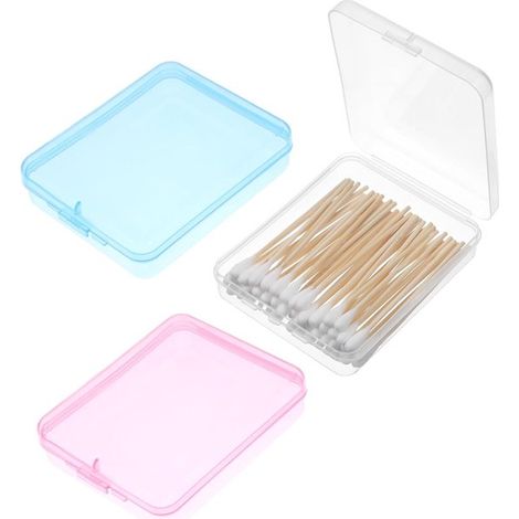 Estuche de viaje, 3 piezas, soporte portátil para hisopos de algodón, pequeña goma para el pelo, recipiente para esponja cosmética, organizador de almacenamiento para baño, disco de algodón, hilo dent (1/5)