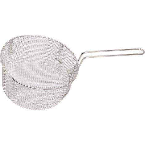 Panier à friture en acier inoxydable à long manche, réutilisable et résistant à la rouille, pour poisson et nuggets de poulet. Poignée sans caoutchouc. (1/5)